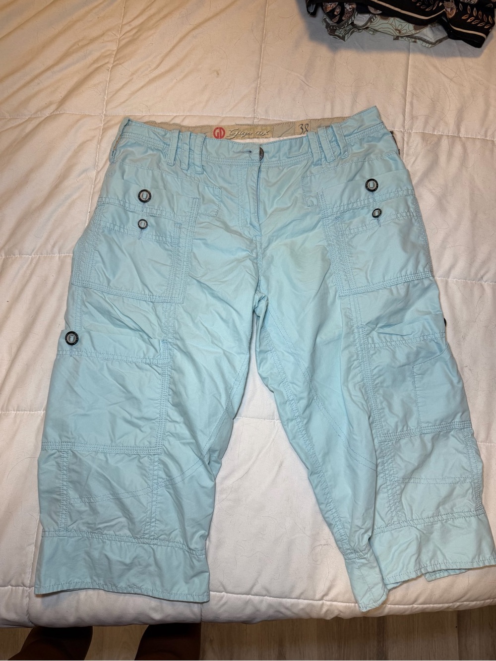Light Blue Utility Cargo Capris - Women's
